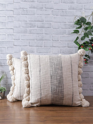 Ivory & Grey handmade striped cushion cover