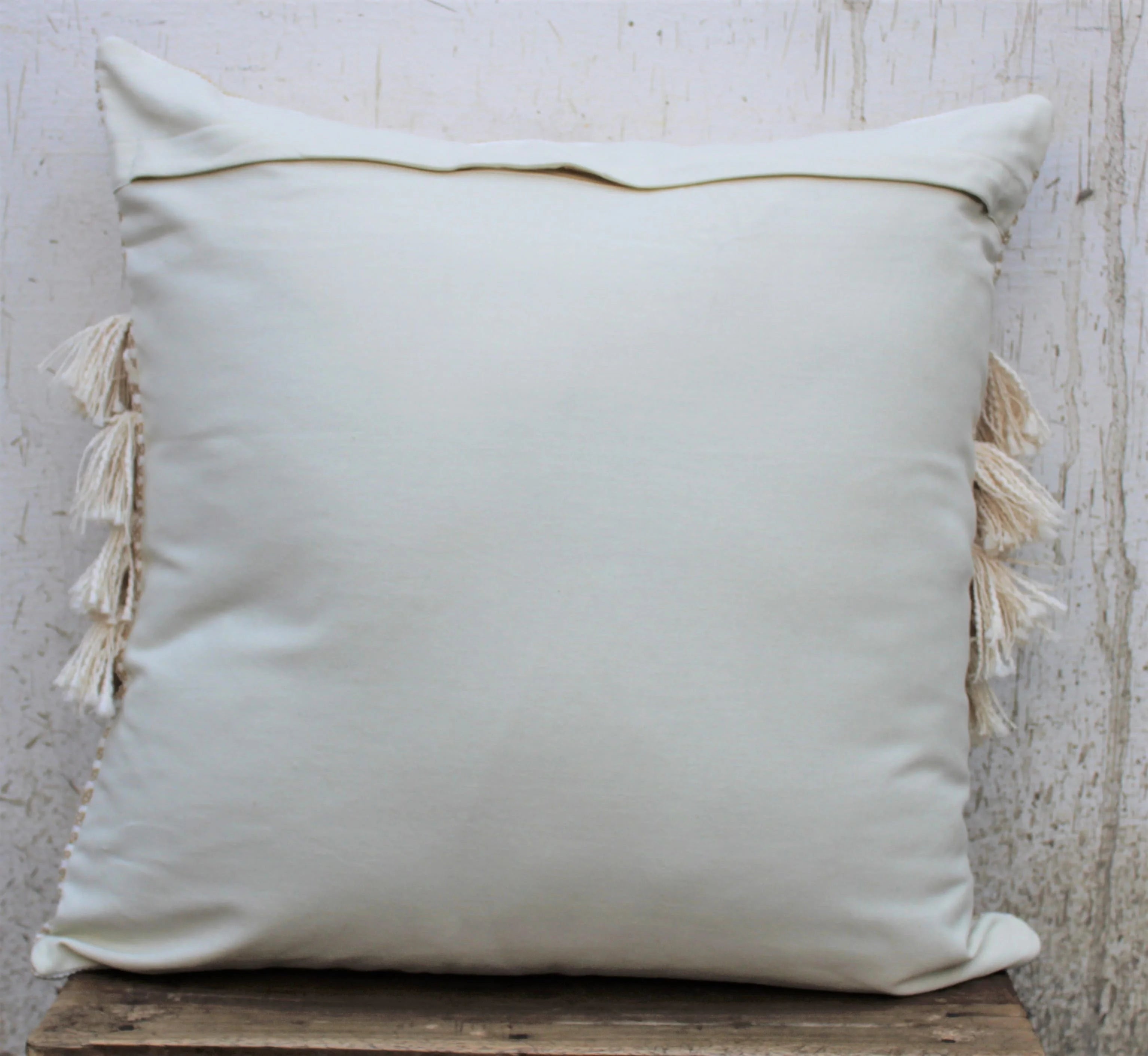 Ivory & beige fringes cushion cover