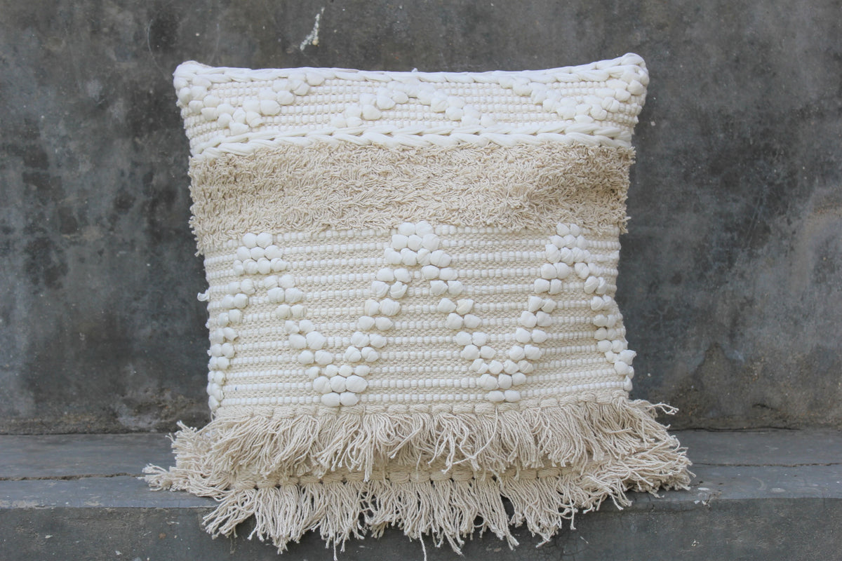 Boho fringe handwoven  cushion cover