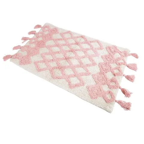 Argyle Pattern Bath Mat - Classic Tufted Cotton Bathroom Elegance