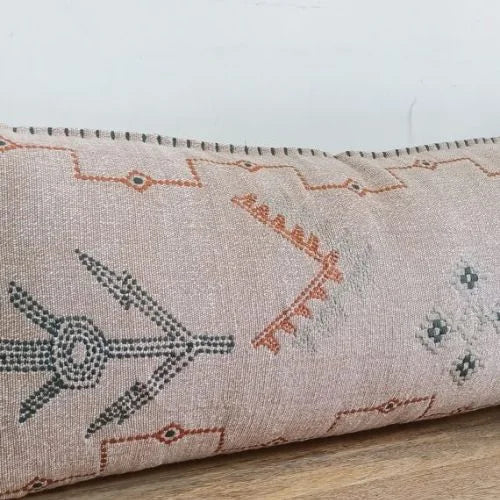 Rug design embroidered Lumbar Boho cushion Cover