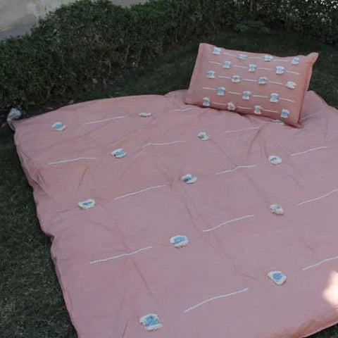 Handmade Pink Double Duvet Cover Set: Sleep in Elegance