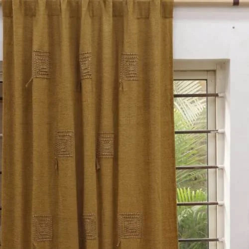 Chenille Embroidered Boho Curtain – Artistic Elegance