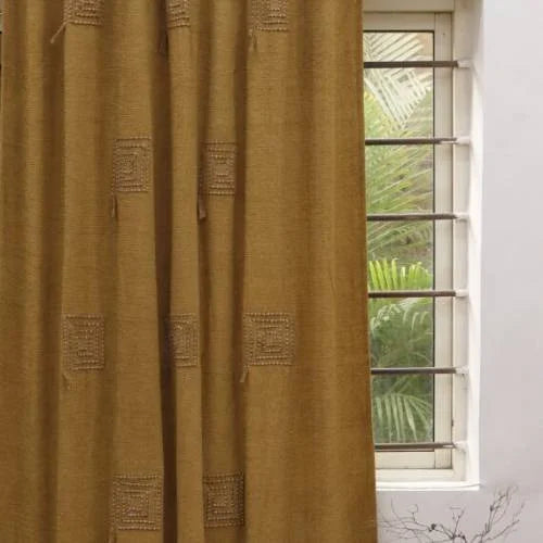 Chenille Embroidered Boho Curtain – Artistic Elegance