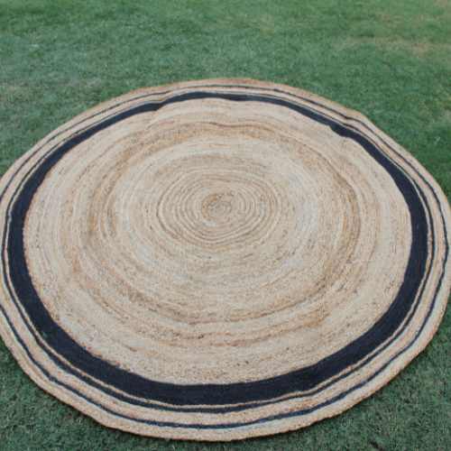 Artisan-Crafted Circular Elegance: Braided Jute Floor Rug