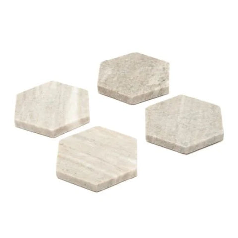 Set of 4 Hexagon Marble Coasters: Chic Home Decor