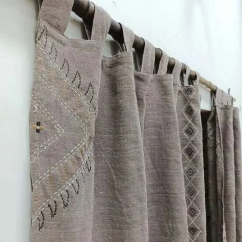 Embroidered Linen Curtain: Tab Top Elegance