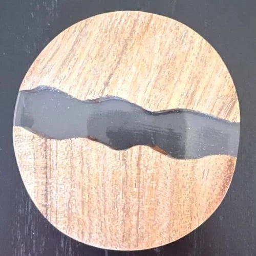 Set of 4 Wood Epoxy Resin Coasters - Handmade Elegance