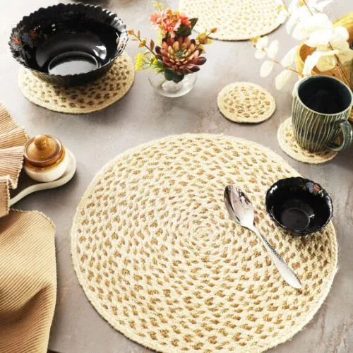 Set of 4 Rustic Round Jute Placemats | Top-Selling Dining Décor