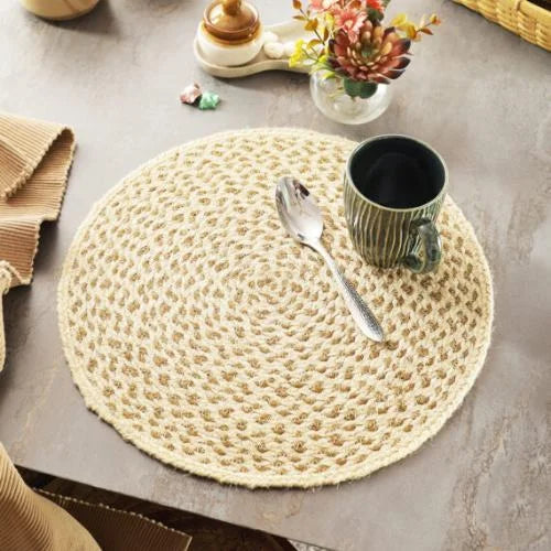 Set of 4 Rustic Round Jute Placemats | Top-Selling Dining Décor