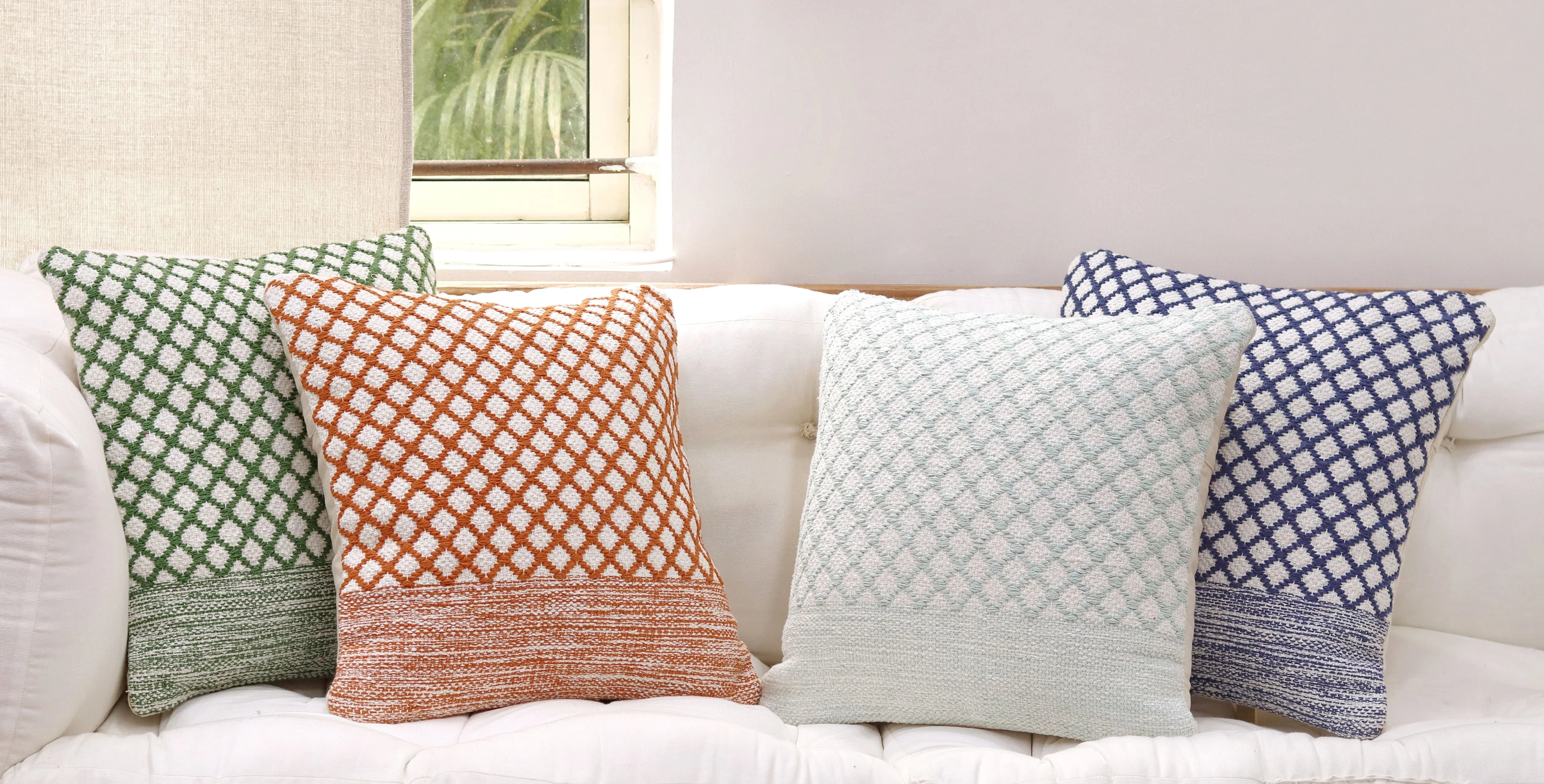 Woven textured square cushion cover