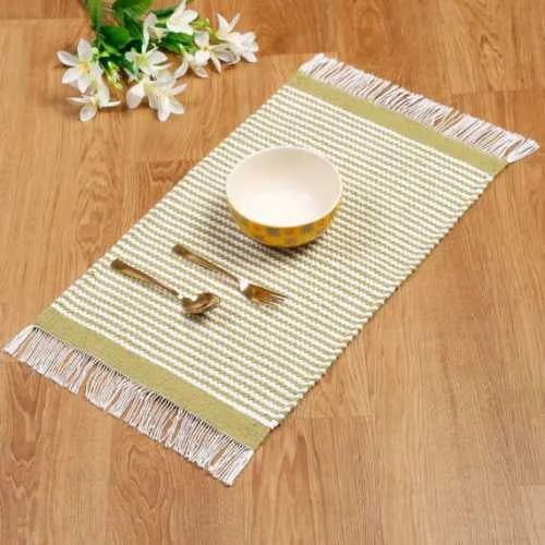 Green Cotton Table Mats: Olive Green Decorative Placemats