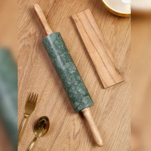 Green Marble Rolling Pin with Wooden Stand: A Fusion of Elegance