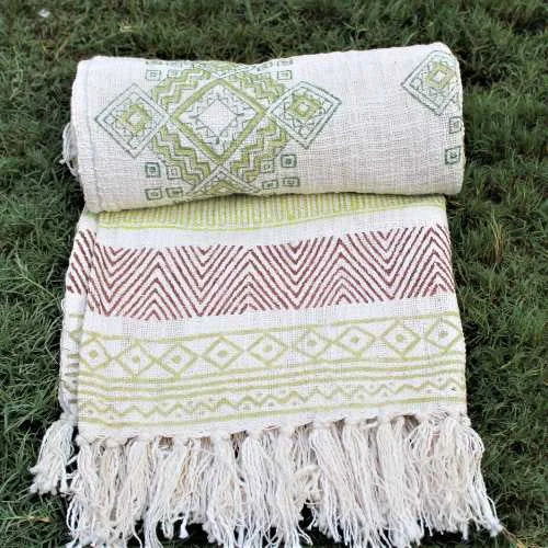 Hand Block Printed Cotton Handmade Throw