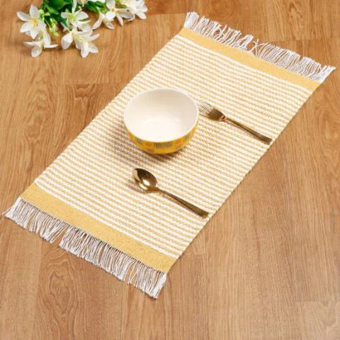 Handmade Boho Yellow Cotton Table Placemats: Urban Adorn