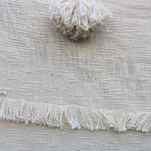 Ethereal Elegance: Handmade Ivory Throw with Fringes