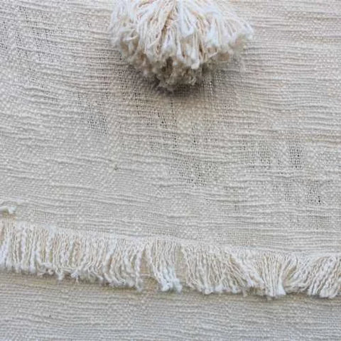 Ethereal Elegance: Handmade Ivory Throw with Fringes