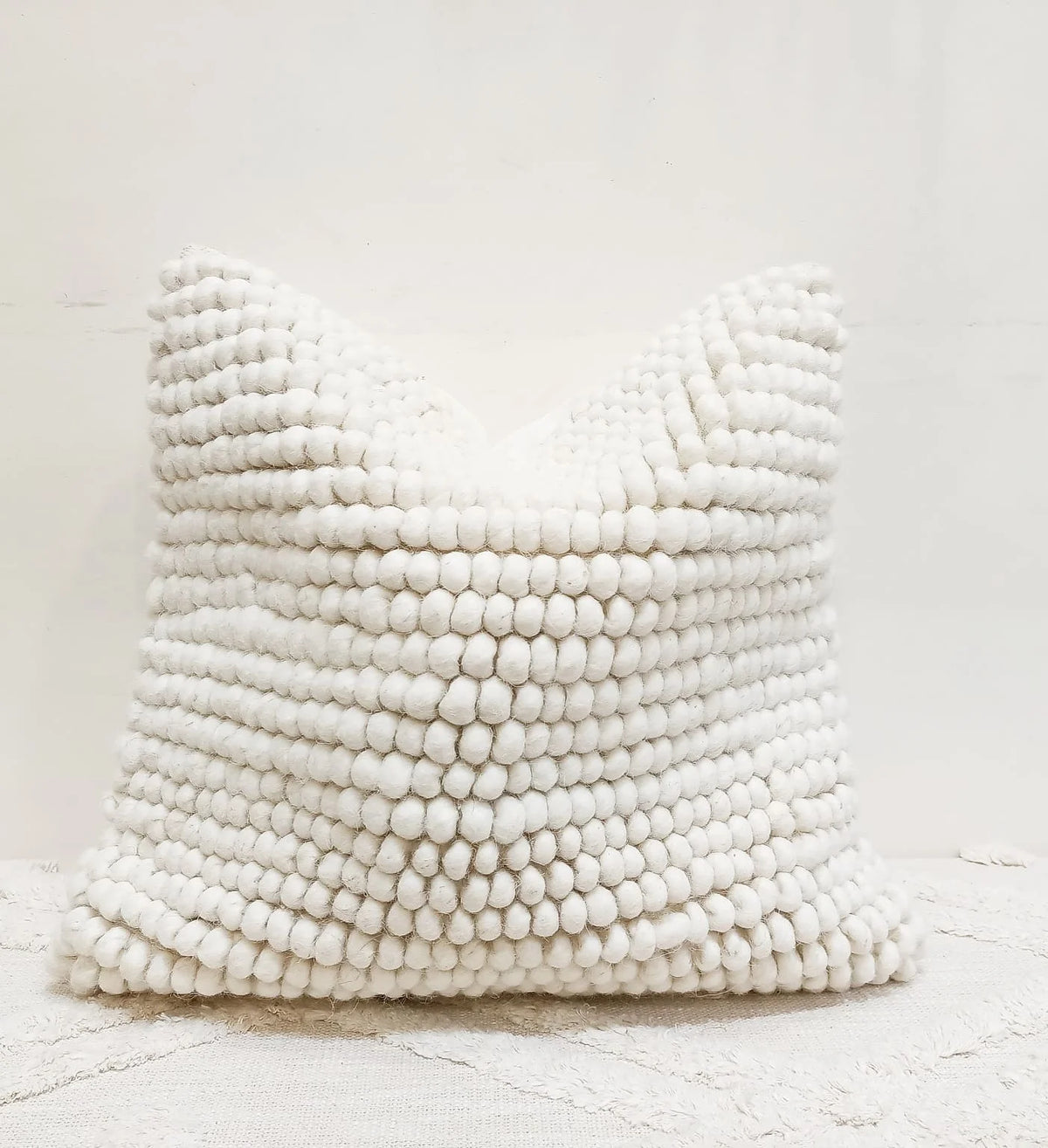 Ivory Handwoven Wool Cushion Cover