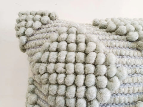 Pale Green Cotton & Wool Cushion Cover