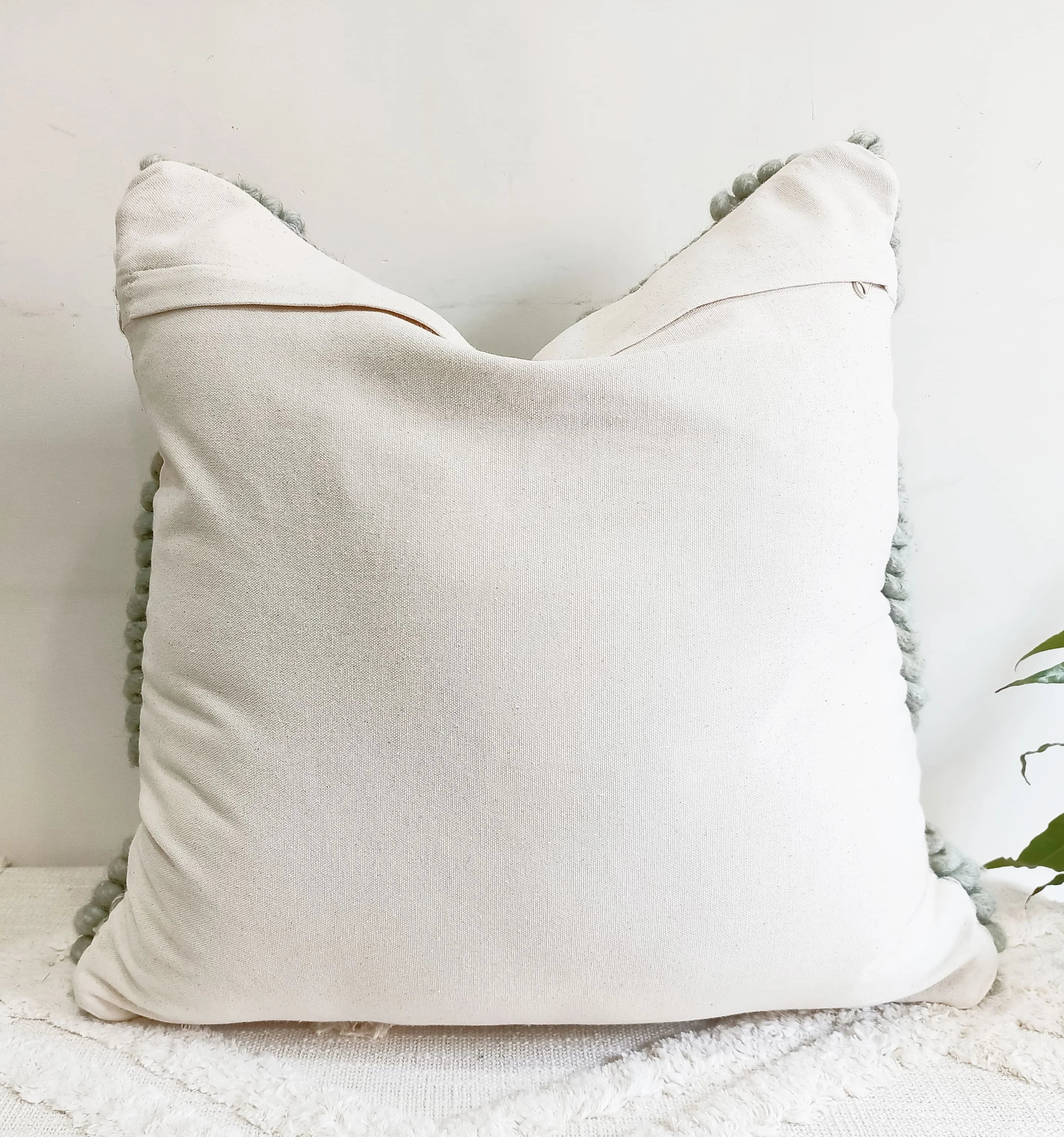 Pale Green Cotton & Wool Cushion Cover