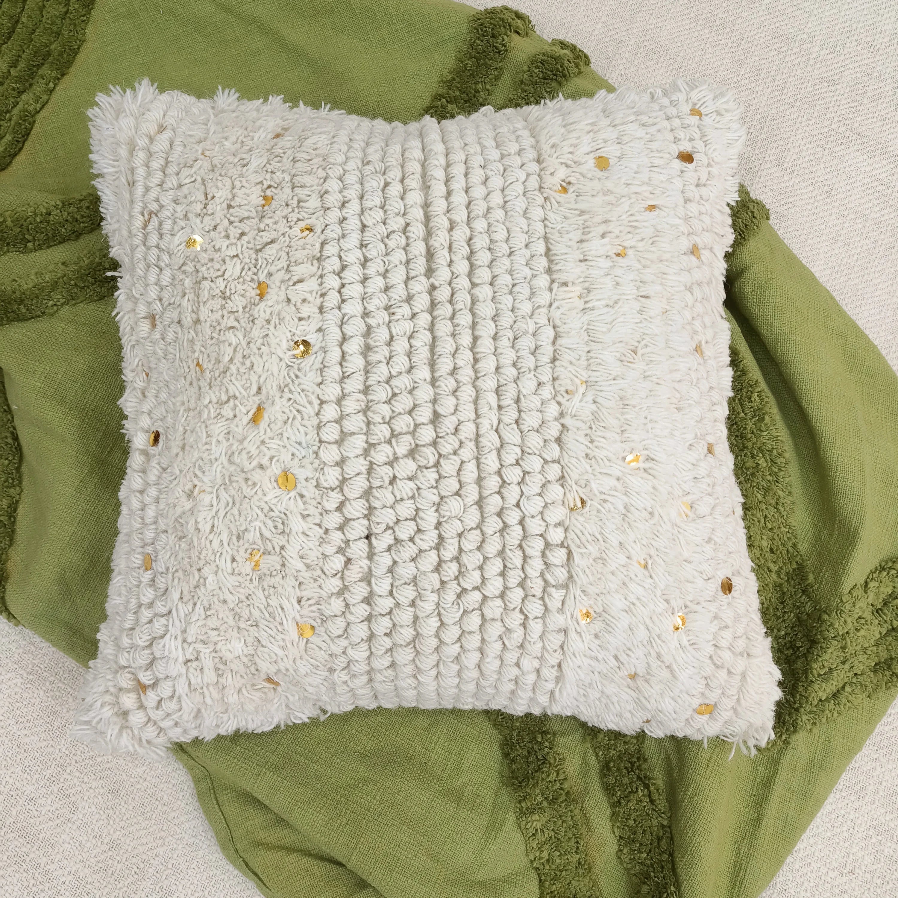 Ivory Handmade 100% Wool Cushion Cover