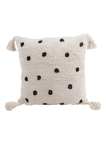 Black Polka Dots Tufted Cotton Cushion