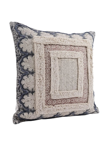 Block Print Embroidered Cushion Cover