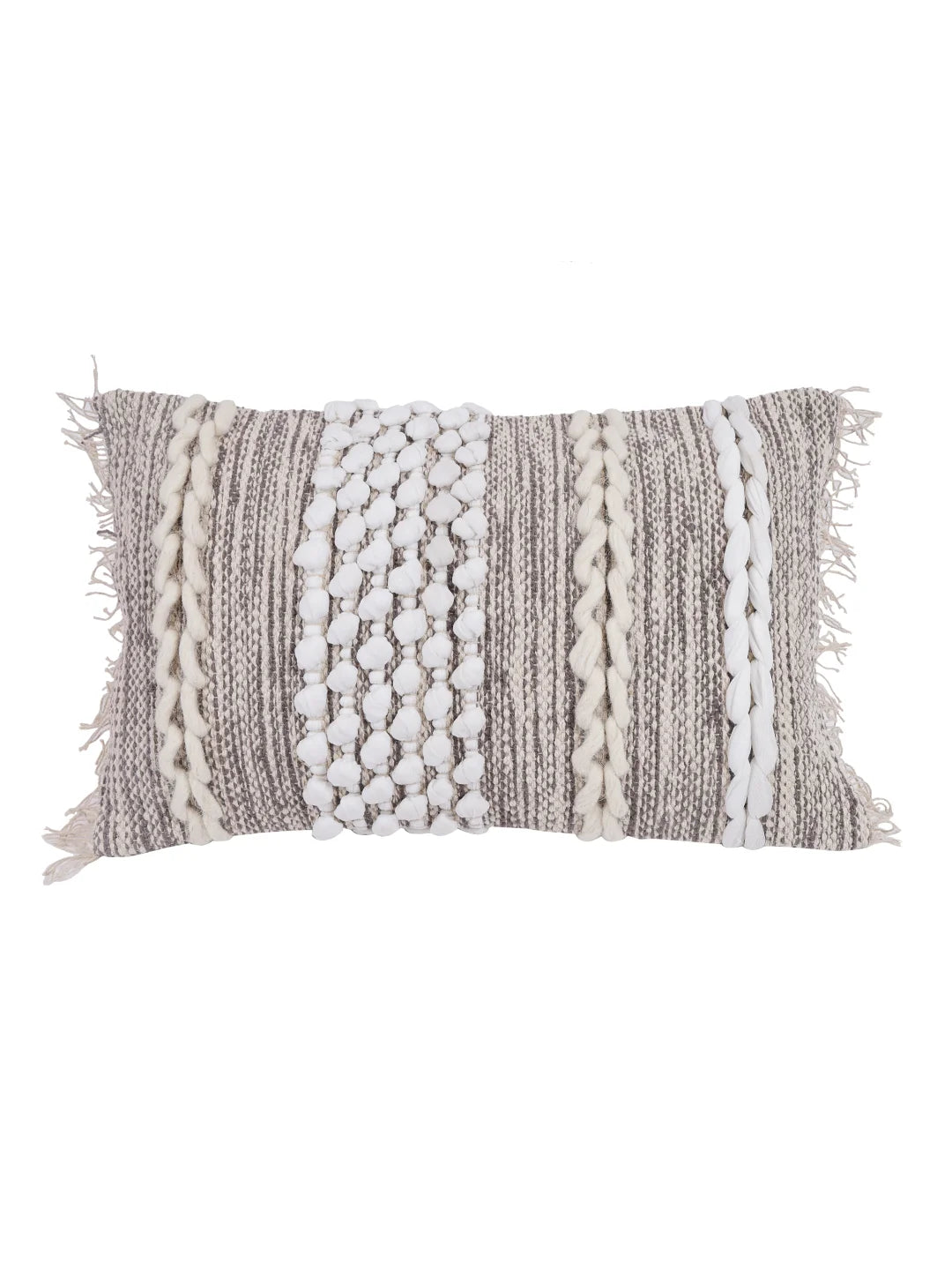 Ivory & Grey Cotton/Wool Cushion Cover