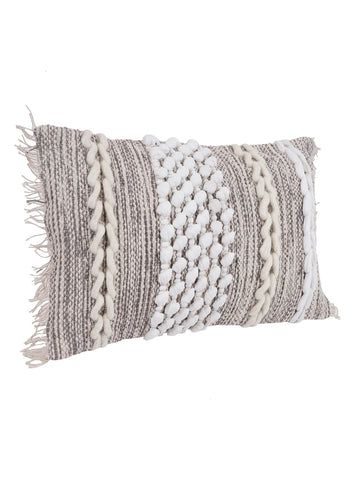 Ivory & Grey Cotton/Wool Cushion Cover