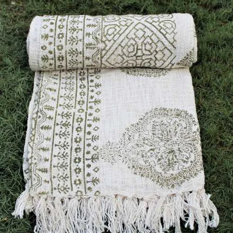 Decorative Hand Block Printed Cotton Throw