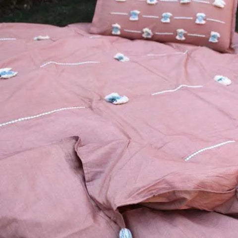 Handmade Pink Double Duvet Cover Set: Sleep in Elegance