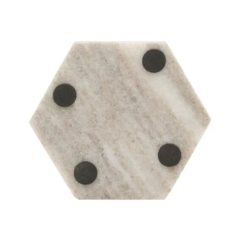 Set of 4 Hexagon Marble Coasters: Chic Home Decor