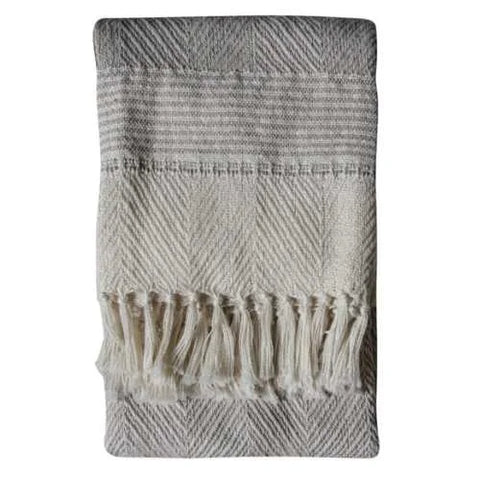 Natural Chevron Sofa Throw Blanket with Fringes