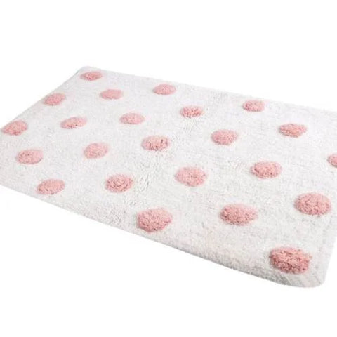 Pink and White Bath Mat - Tufted Cotton Blend of Romance & Luxury