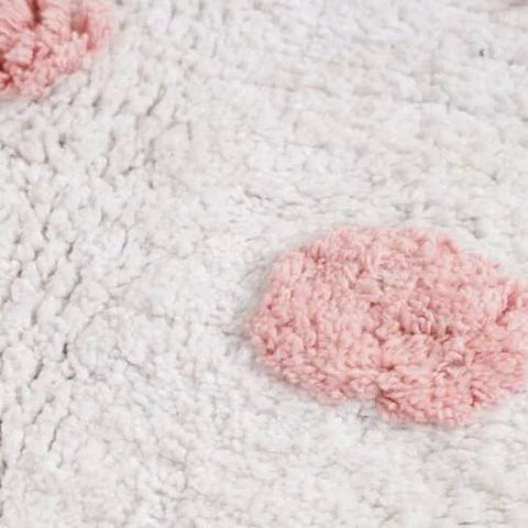 Pink and White Bath Mat - Tufted Cotton Blend of Romance & Luxury