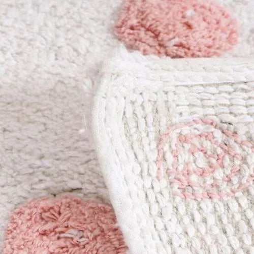 Pink and White Bath Mat - Tufted Cotton Blend of Romance & Luxury