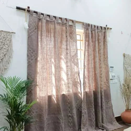 Embroidered Linen Curtain: Tab Top Elegance