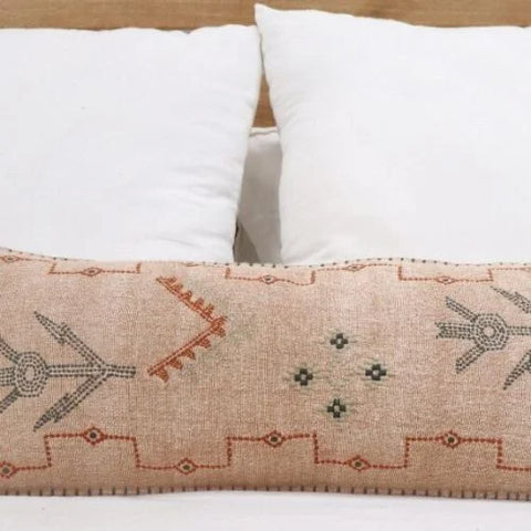 Rug design embroidered Lumbar Boho cushion Cover