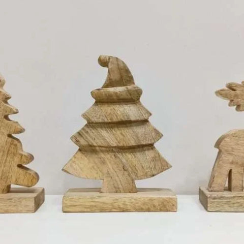Set of 3 Wooden Christmas Tree & Reindeer: Urban Adorn