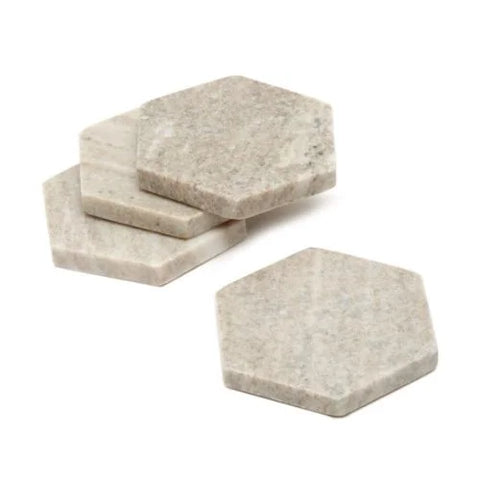 Set of 4 Hexagon Marble Coasters: Chic Home Decor