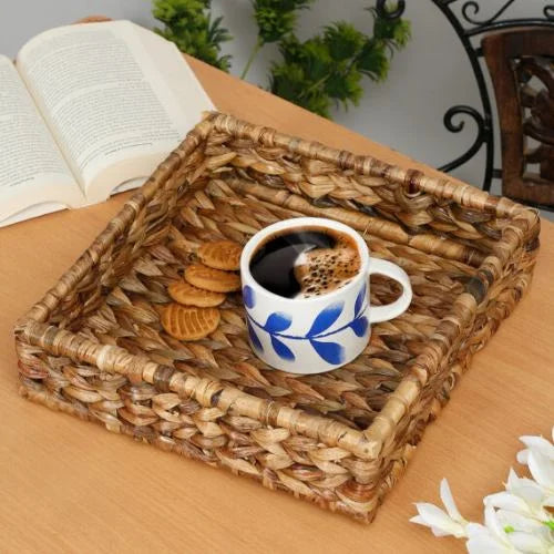 Handcrafted Seagrass Breakfast Tray | Natural Elegance