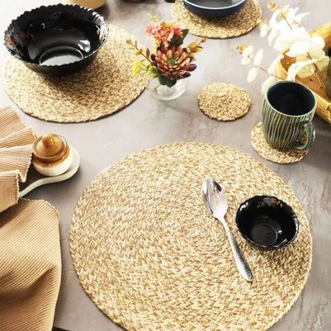 Set of 4 Jute Rope Round Placemats | Maritime Elegance for Dining