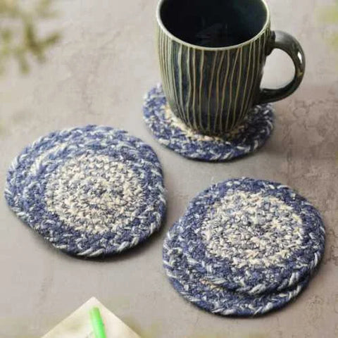 Set of 4 Sustainable Handmade Jute Coasters for Dining