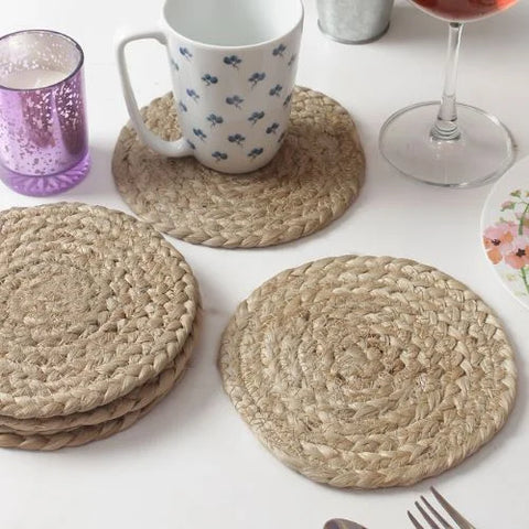 Set of 4 Jute Rope Coasters: Handmade & Boho Chic