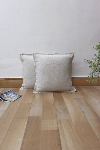 Set of 2 Natural Textured Cotton Cushion Cover