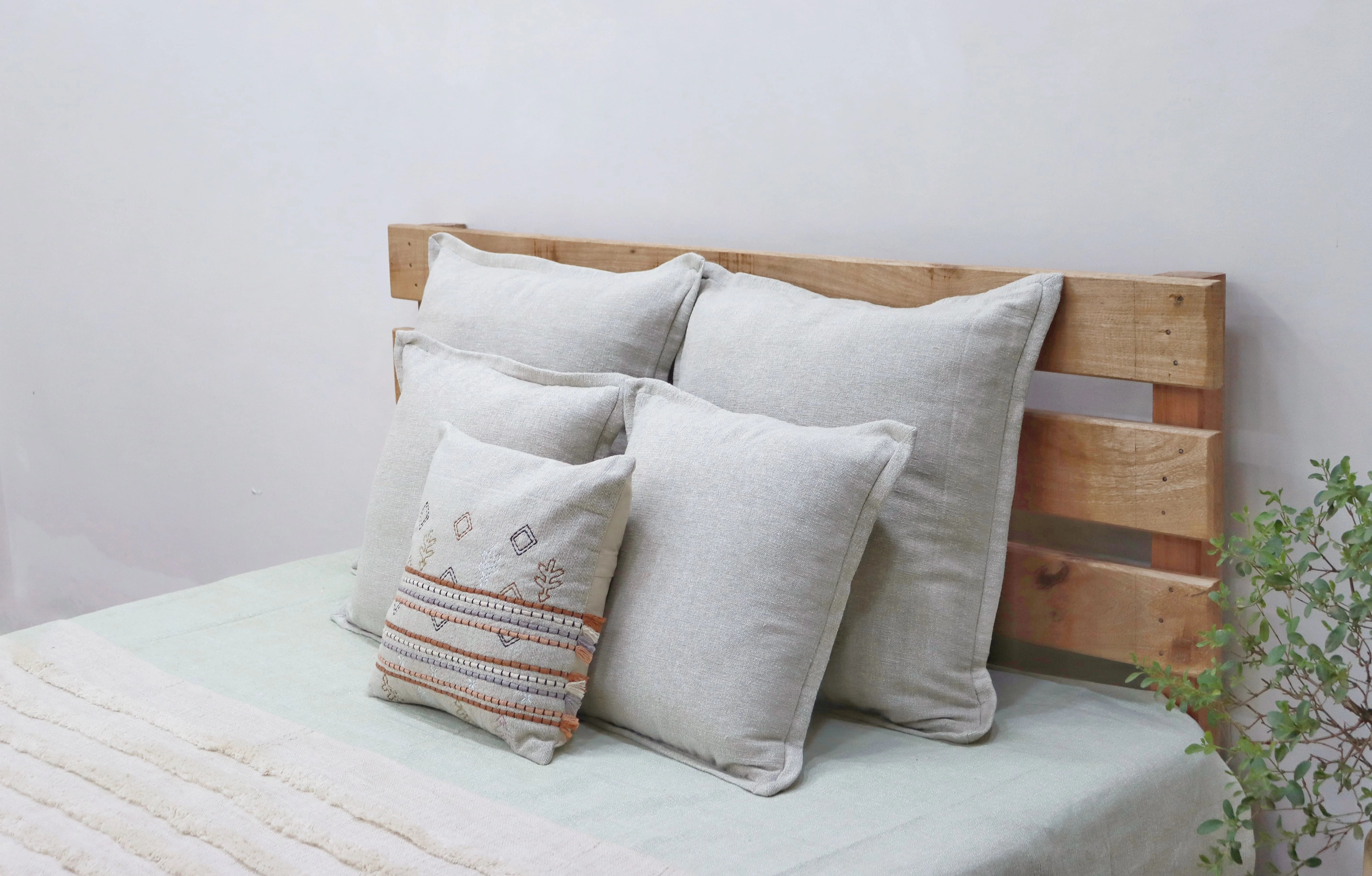 Set of 2 Natural Textured Cotton Cushion Cover