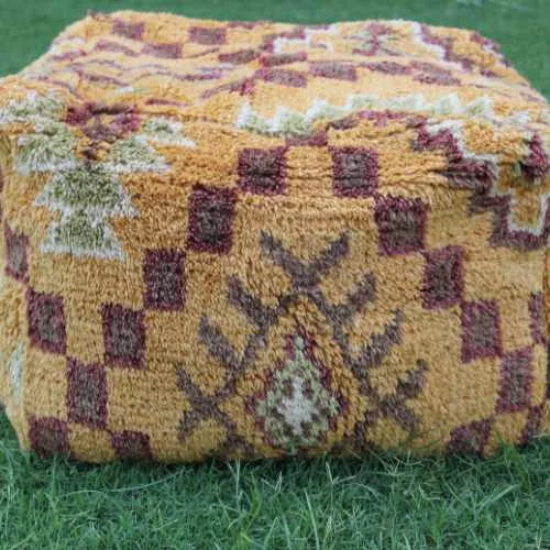 Vintage Handmade Wool Pouf: Urban Adorn