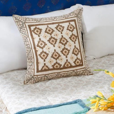 Ethnic Indian Block Print Cushion Cover - Modern Elegance