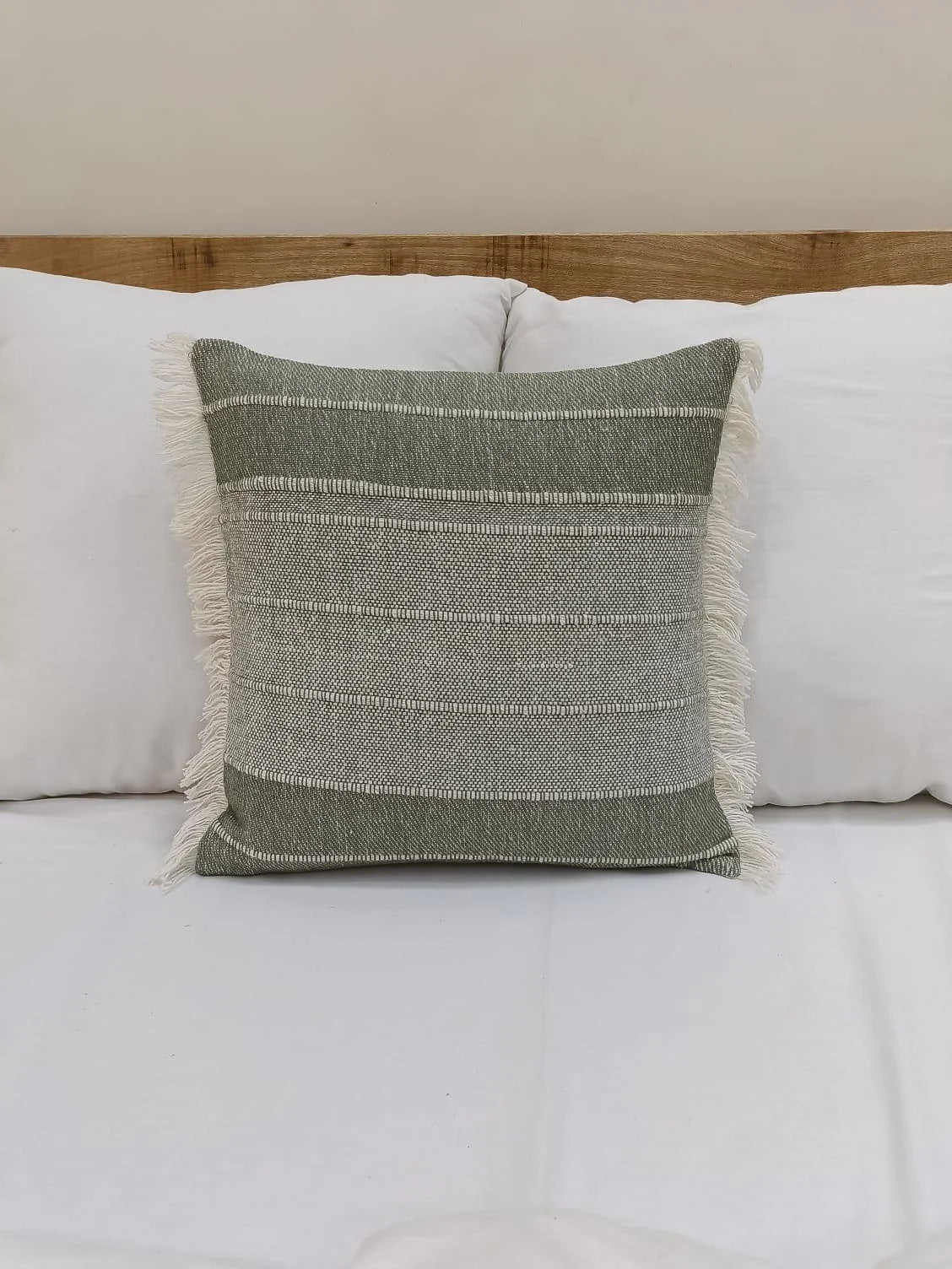 Textured Cotton Boho fringes Cushion Cover