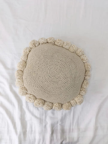 Crochet Round Cushion Cover Pom Pom Cushion Cover